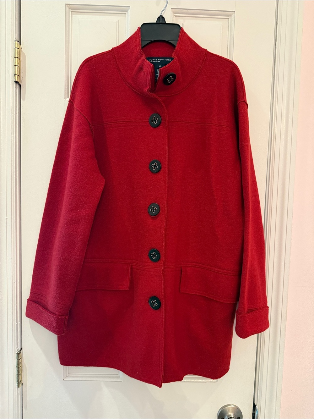 Jones New York Red Button-Front Pea Coat